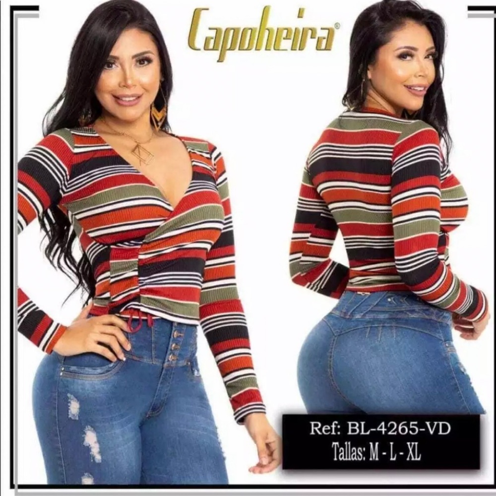 🇨🇴Colombian Multicolor Sexy Lady Blouse SIZE M